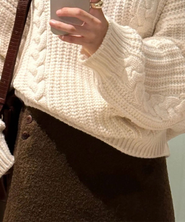 もこもこ ショート丈 台形 スカート