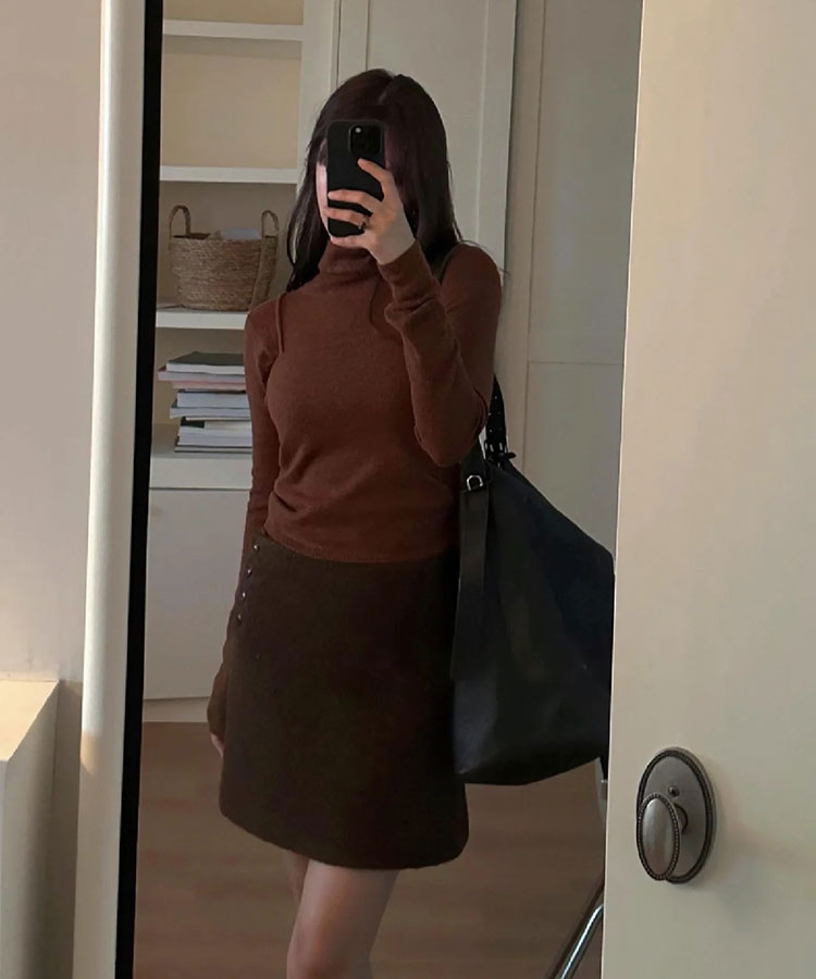 もこもこ ショート丈 台形 スカート