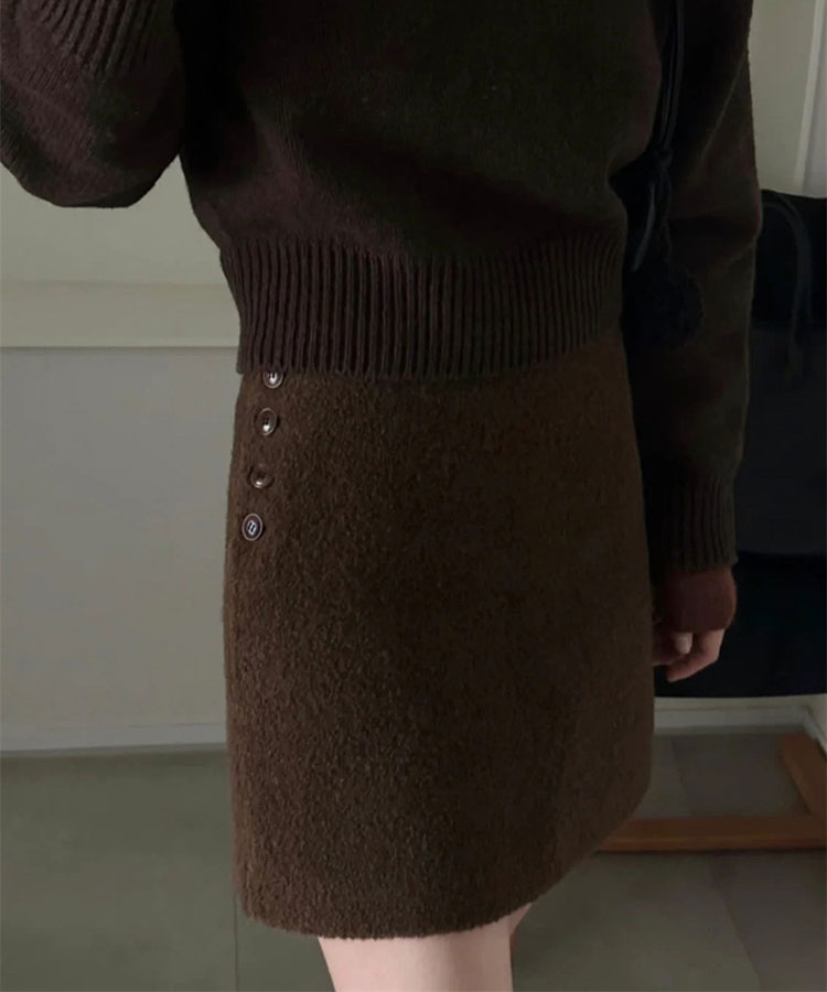 もこもこ ショート丈 台形 スカート