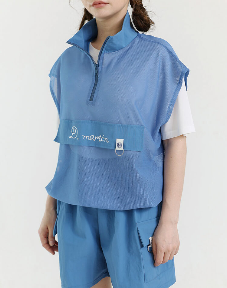 韓国 ゴルフウェア メッシュ ハーフジップ ベスト