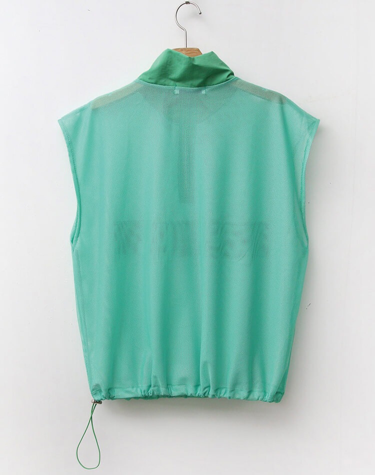 韓国 ゴルフウェア メッシュ ハーフジップ ベスト