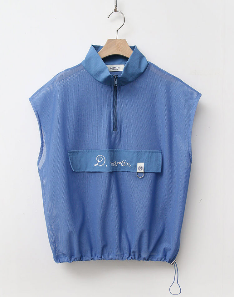 韓国 ゴルフウェア メッシュ ハーフジップ ベスト