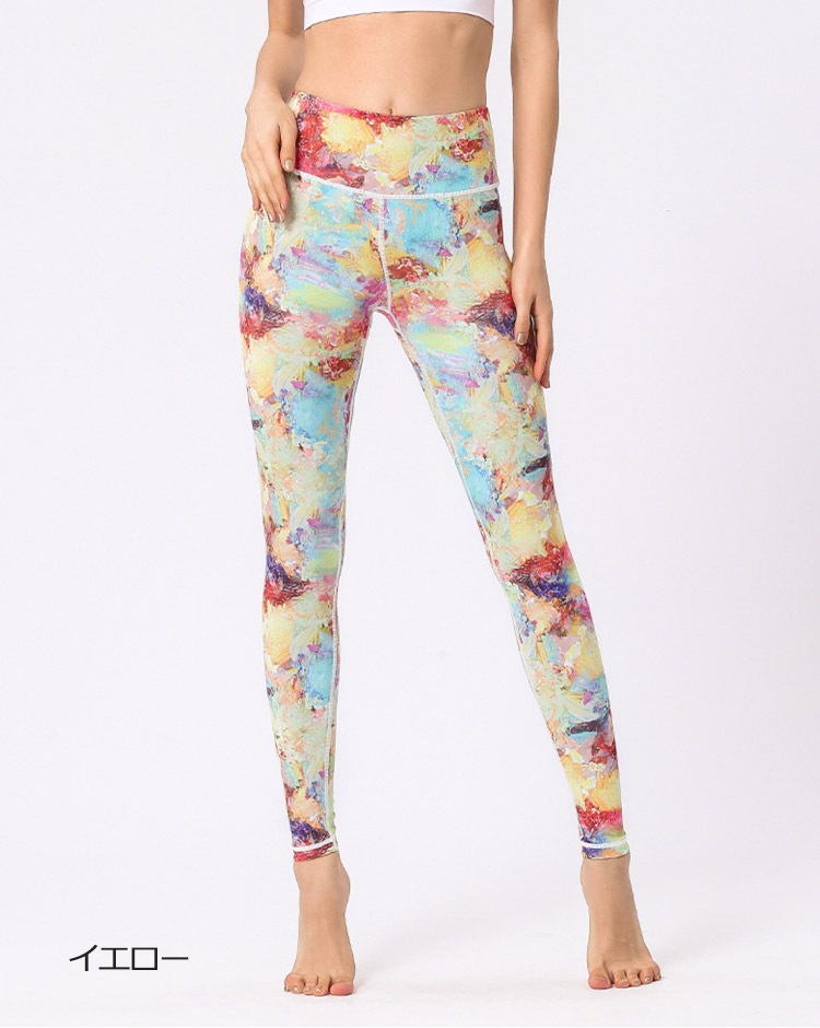 カラフルプリント ヨガ レギンス ヨガパンツ