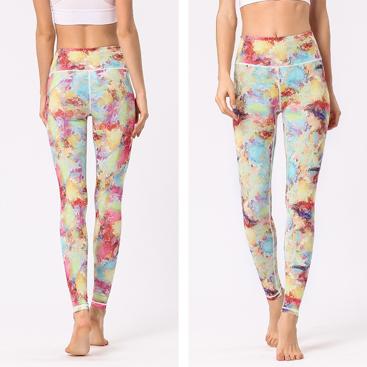カラフルプリント ヨガ レギンス ヨガパンツ