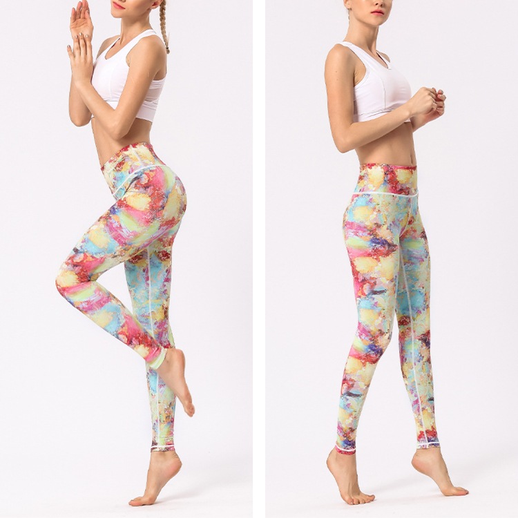 カラフルプリント ヨガ レギンス ヨガパンツ