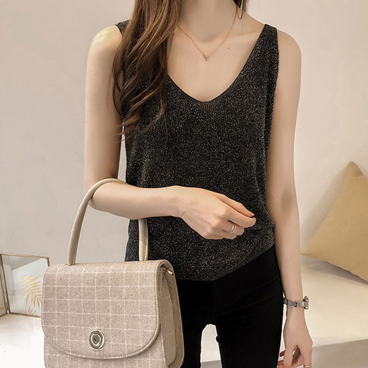 ラメ入り エレガント ニットキャミソール