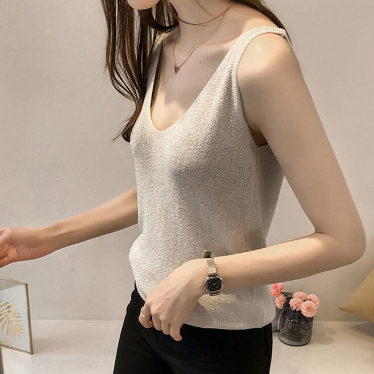 ラメ入り エレガント ニットキャミソール