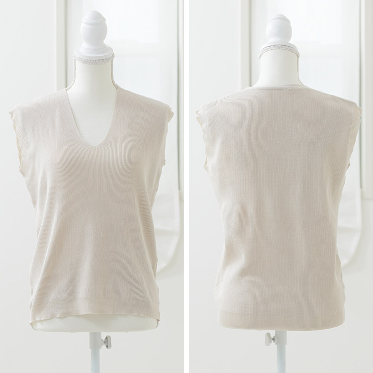 Vネック フレンチスリーブ ニット トップス