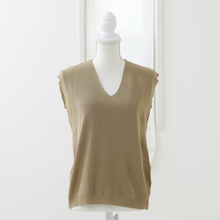 Vネック フレンチスリーブ ニット トップス