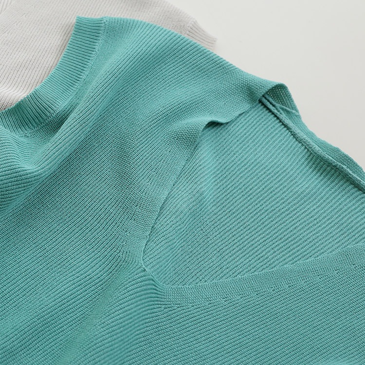 Vネック フレンチスリーブ ニット トップス