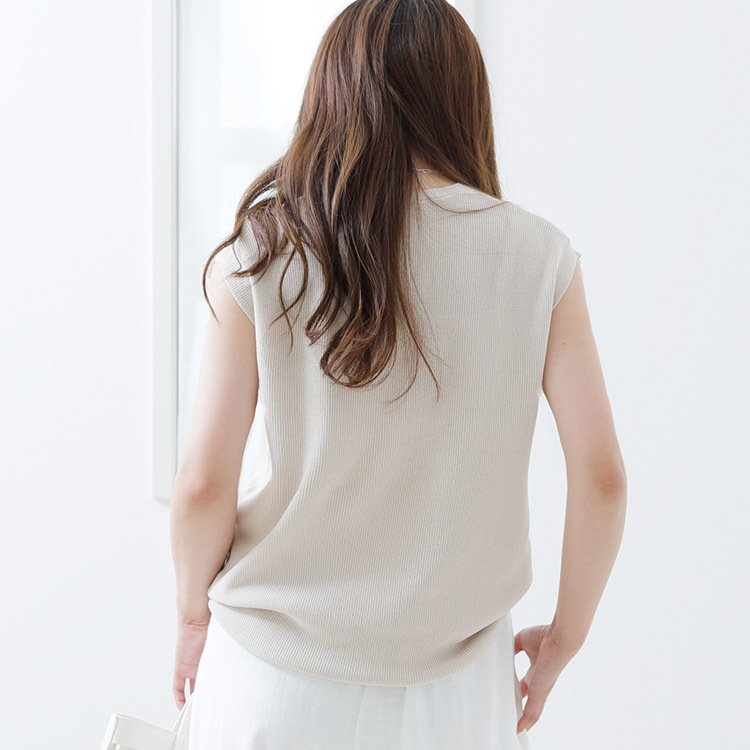 Vネック フレンチスリーブ ニット トップス