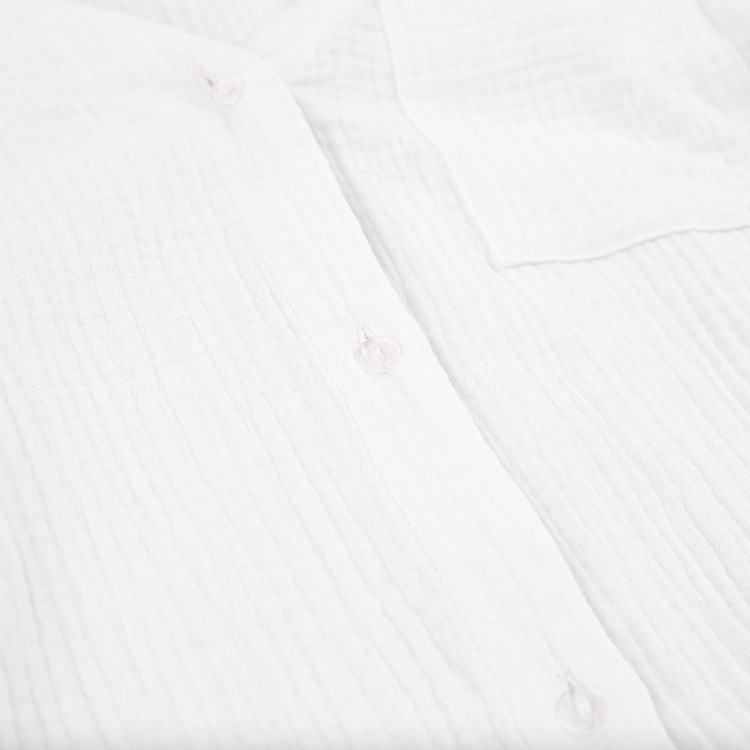 Vネック 長袖ブラウス ショートパンツ セットアップ