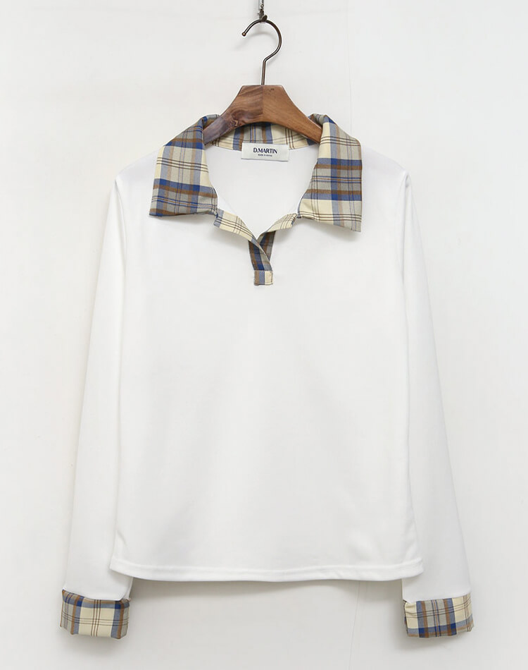 韓国 ゴルフウェア 長袖 チェック柄 レディース ポロシャツ