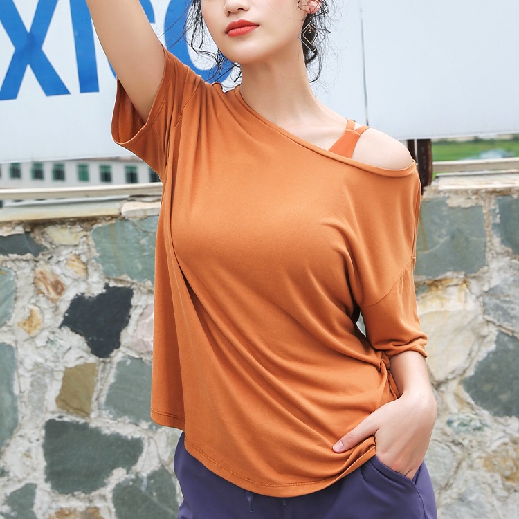 バッククロス 半袖 ヨガTシャツ スポーツウェア