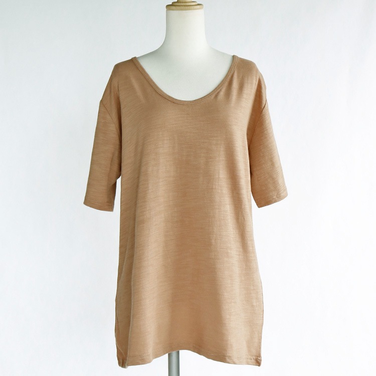 天竺コットン 無地 Vネック 半袖 Tシャツ