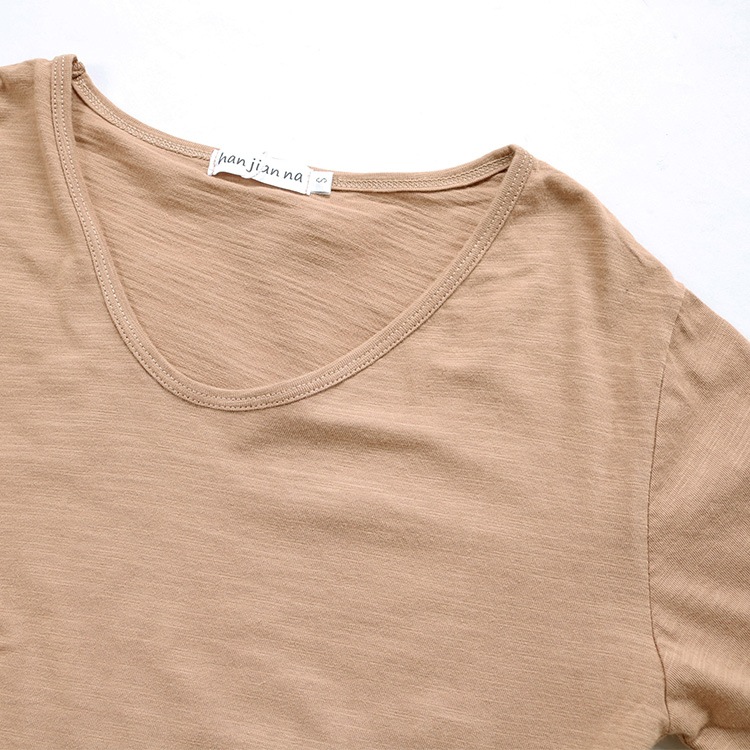 天竺コットン 無地 Vネック 半袖 Tシャツ