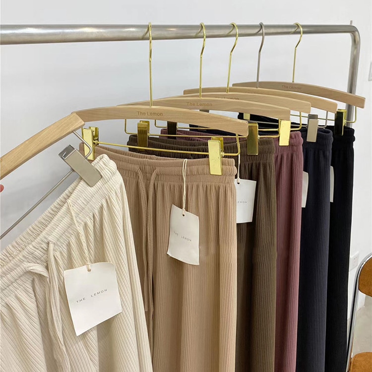 くすみカラー 縦ライン ゆったり ワイドパンツ