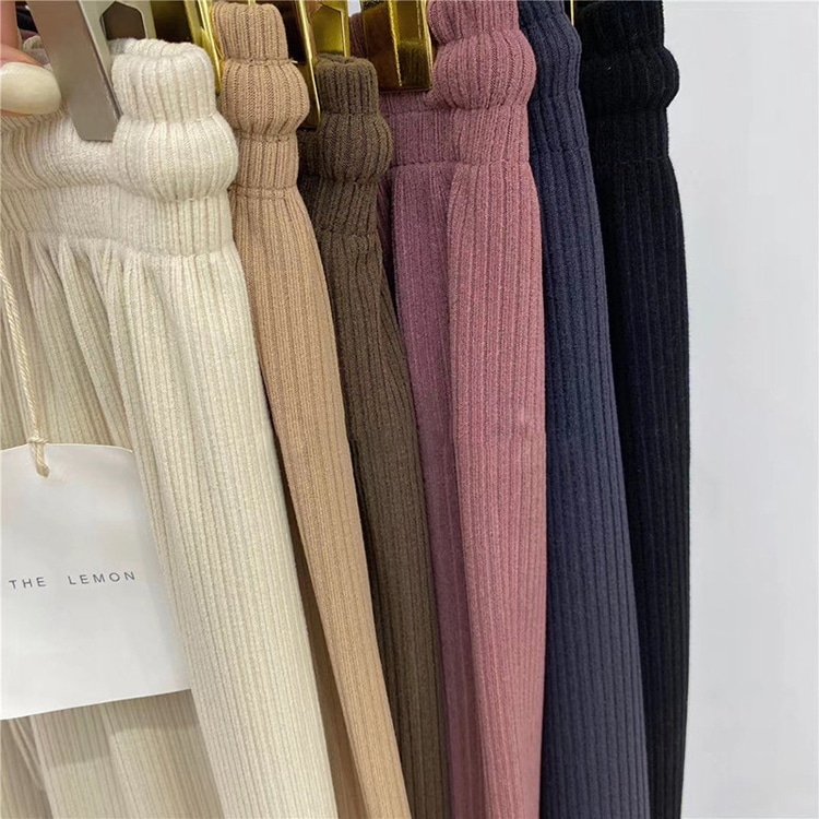 くすみカラー 縦ライン ゆったり ワイドパンツ