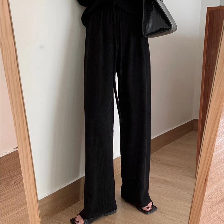 くすみカラー 縦ライン ゆったり ワイドパンツ