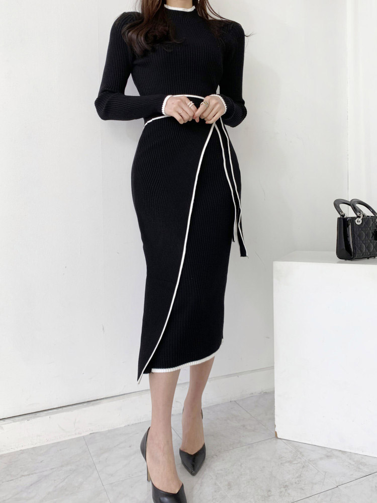 日本未入荷★Karen Millen モックネックニットタイトワンピース モックネック ミモレ丈 タイト ニットワンピース (ワンピース
