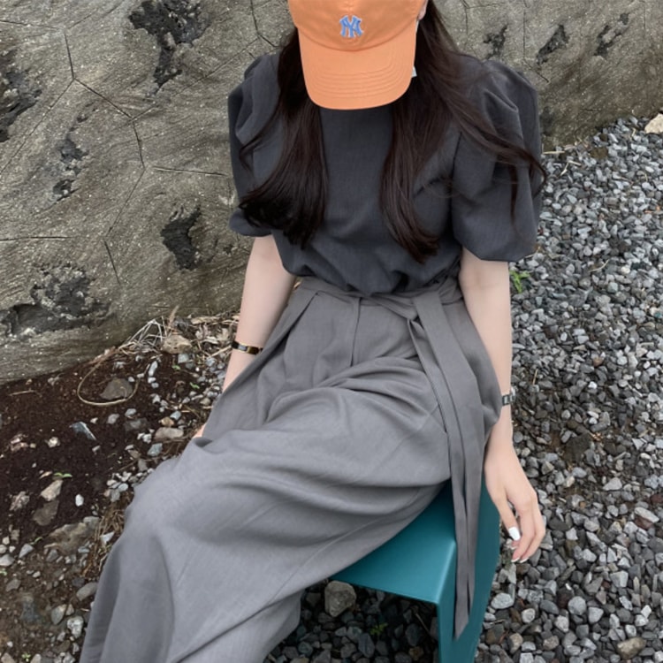 てろんと感 アンシンメトリー クロスタック リボン