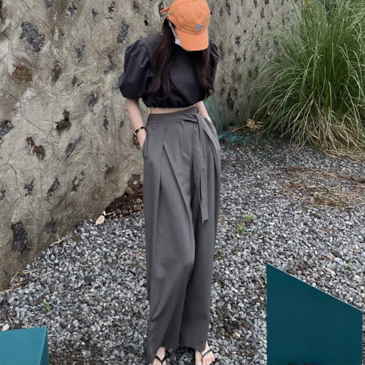 てろんと感 アンシンメトリー クロスタック リボン