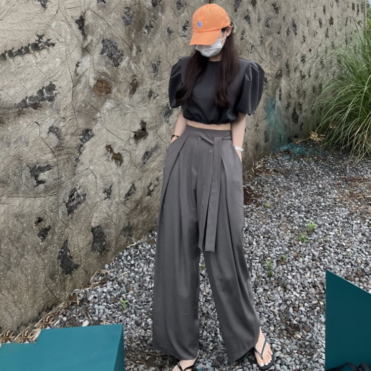 てろんと感 アンシンメトリー クロスタック リボン