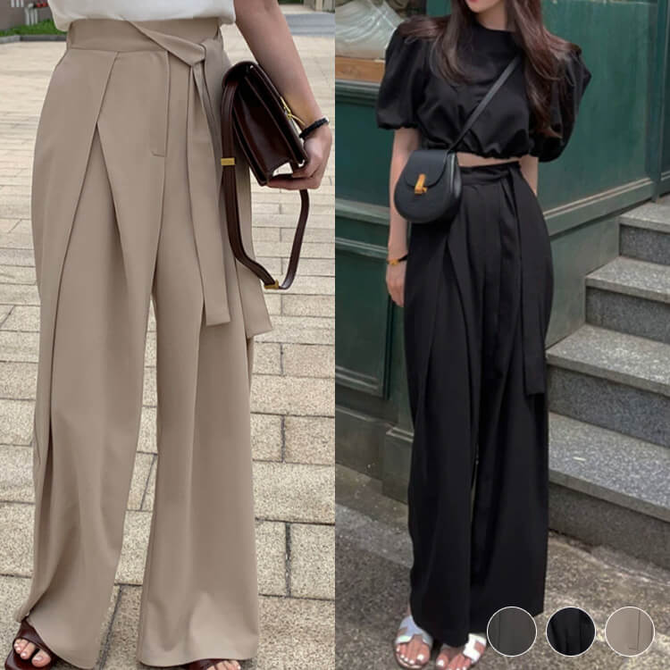 てろんと感 アンシンメトリー クロスタック リボン