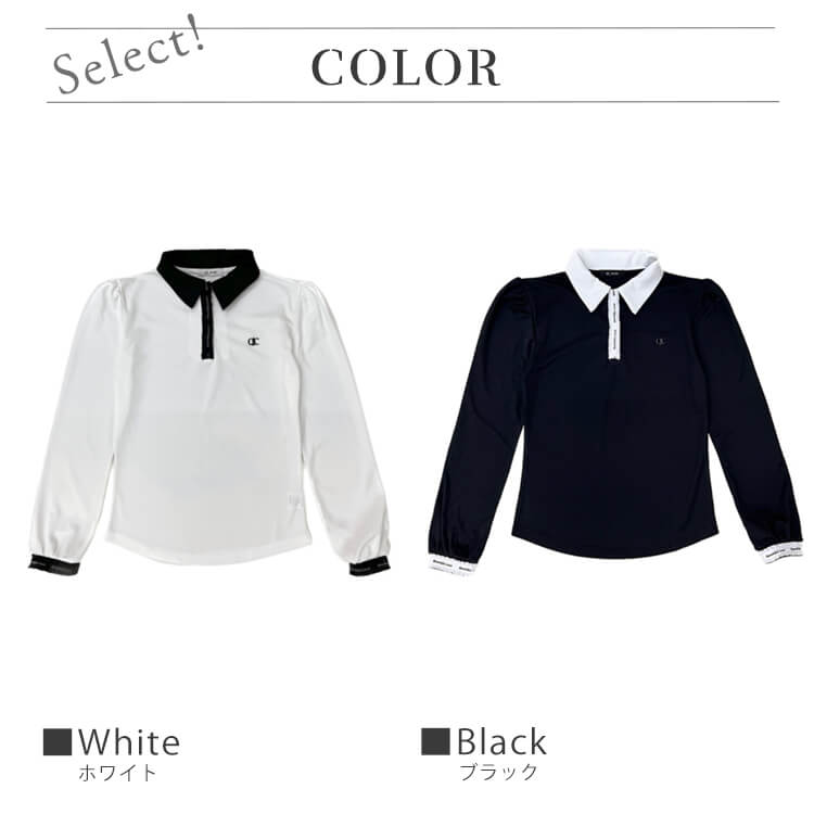 韓国ゴルフウェア バイカラー パフスリーブ トップス