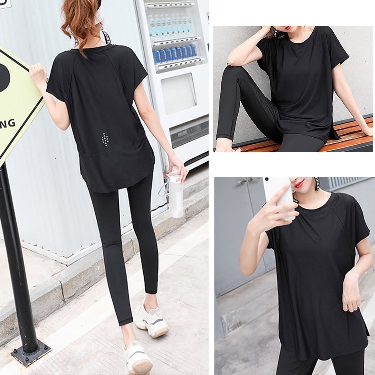 ゆったり ストレッチ スポーツ ロング丈 半袖 Tシャツ