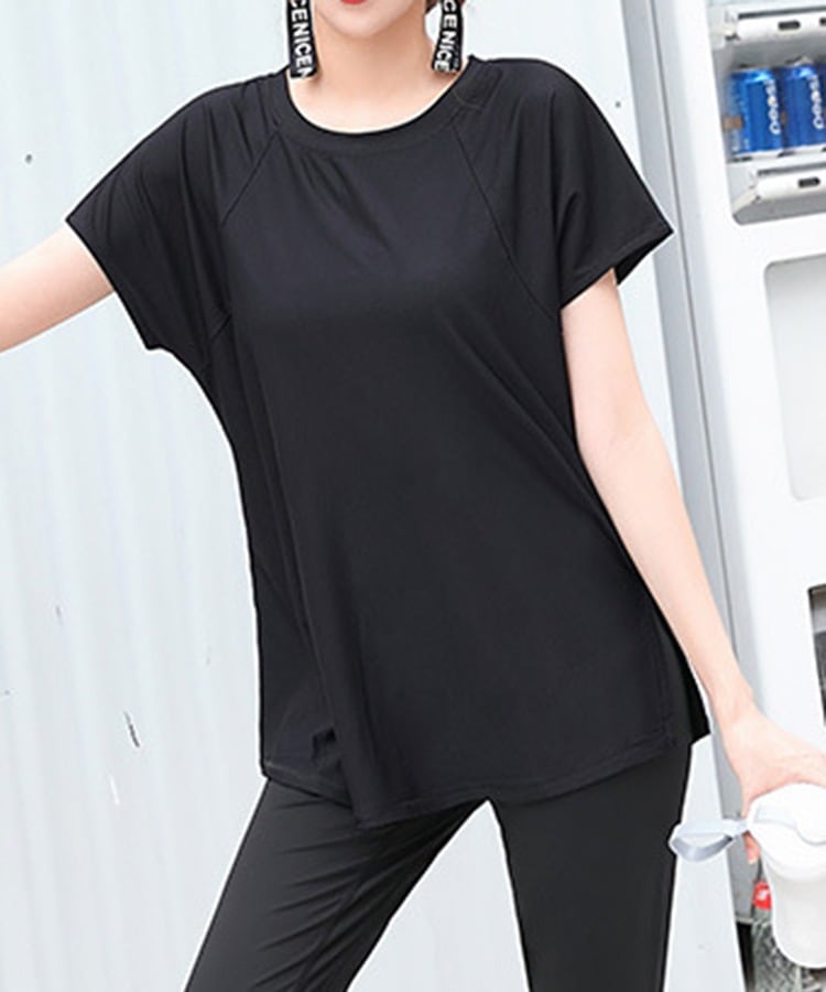 ゆったり ストレッチ スポーツ ロング丈 半袖 Tシャツ
