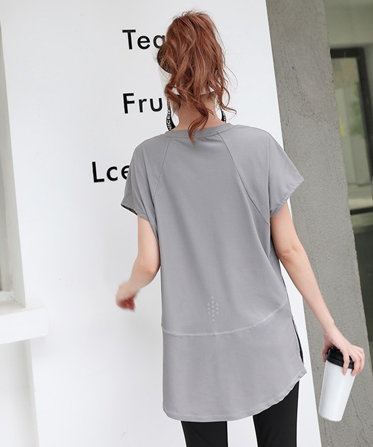 ゆったり ストレッチ スポーツ ロング丈 半袖 Tシャツ