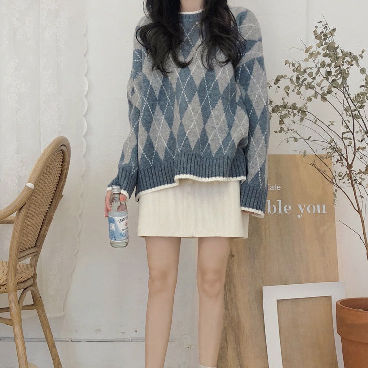 アーガイル柄 ニット セーター トップス