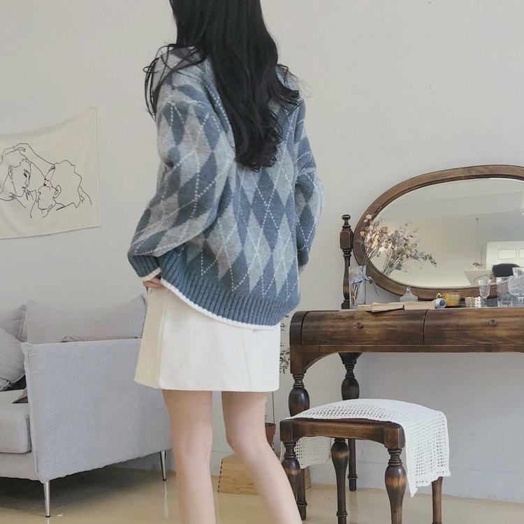 アーガイル柄 ニット セーター トップス