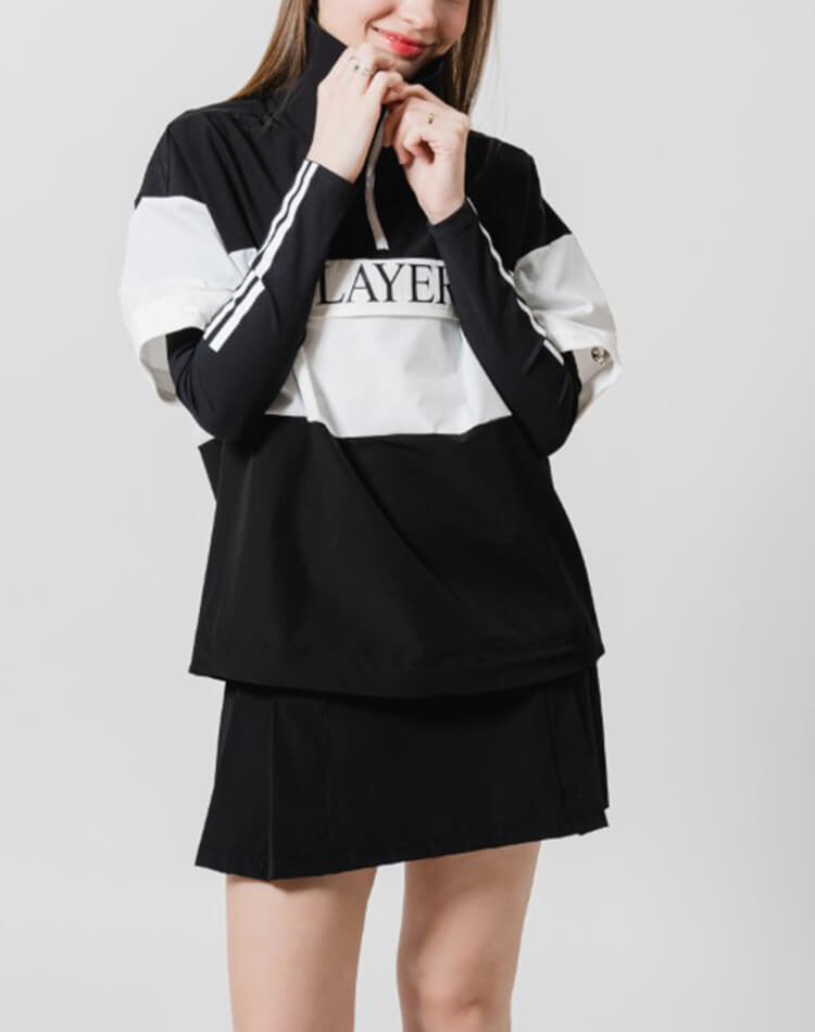 韓国ゴルフウェア ハイネック トップス 長袖 ライン インナー