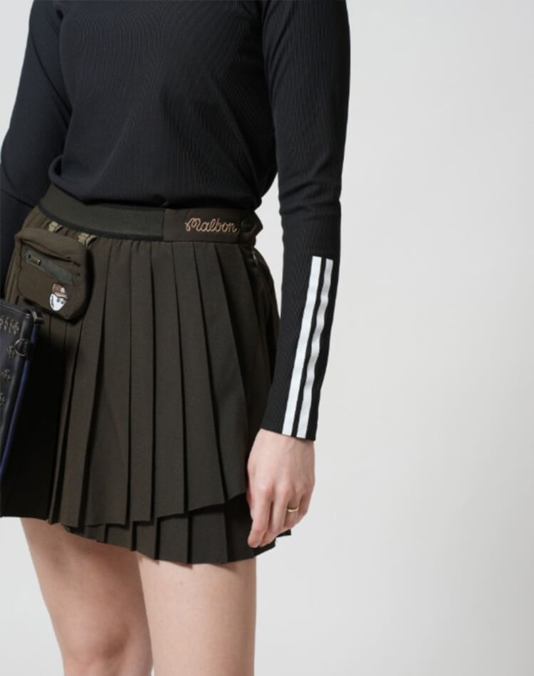 韓国ゴルフウェア ハイネック トップス 長袖 ライン インナー