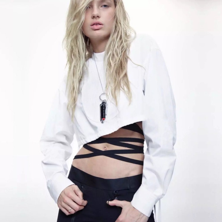 カシュクール風 ウエストクロス ストレッチニットタンクトップ