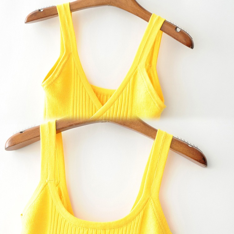 カシュクール風 ウエストクロス ストレッチニットタンクトップ