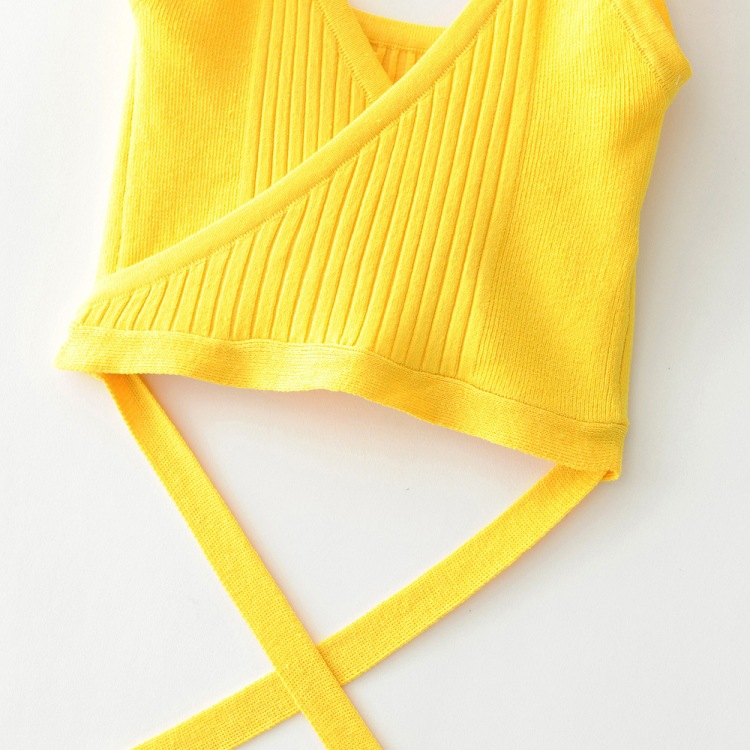 カシュクール風 ウエストクロス ストレッチニットタンクトップ