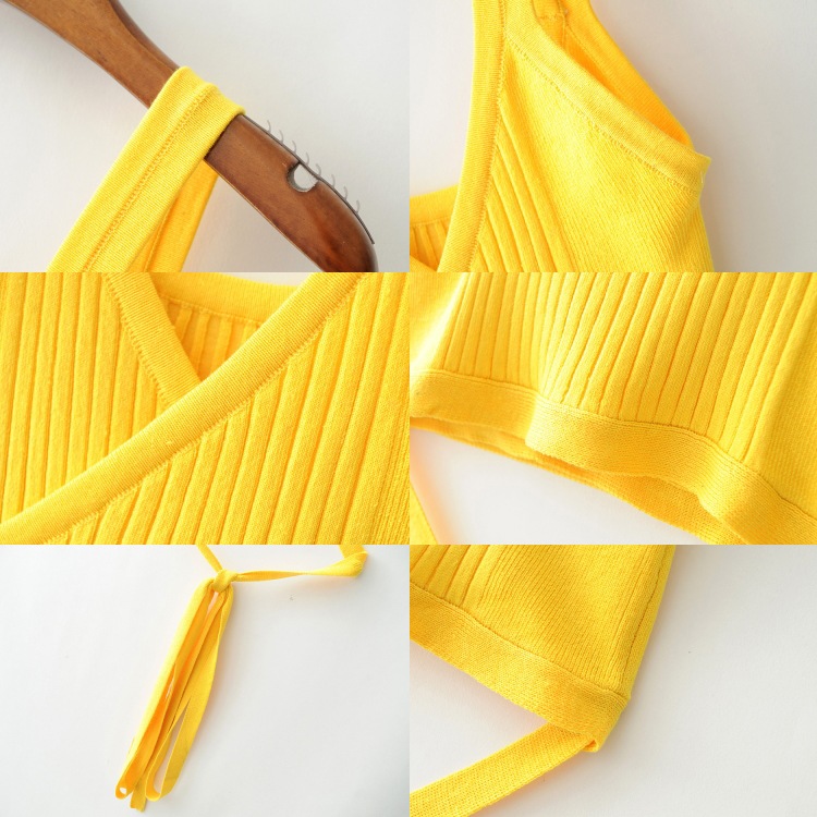 カシュクール風 ウエストクロス ストレッチニットタンクトップ