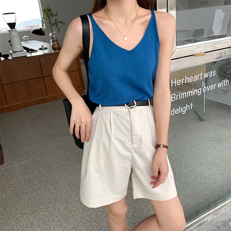 豊富なカラバリ Vネック ニットキャミソール