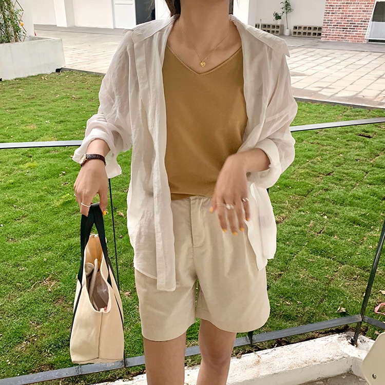 豊富なカラバリ Vネック ニットキャミソール