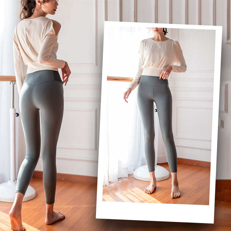 肩見せ ドルマン袖 長袖 ランニング Tシャツ ヨガ