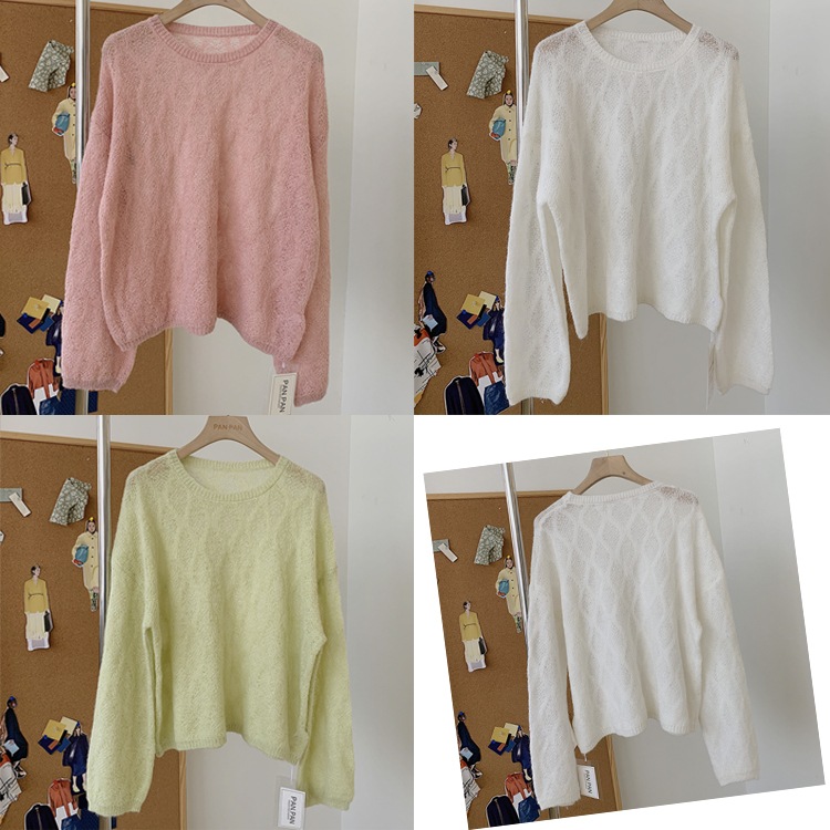 ゆったり シースルー ローゲージ ニットトップス