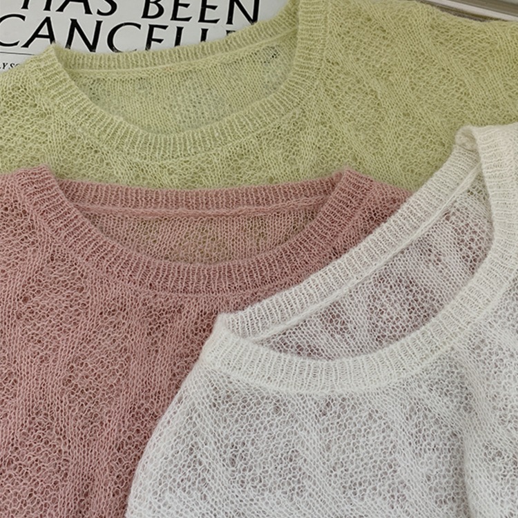 ゆったり シースルー ローゲージ ニットトップス