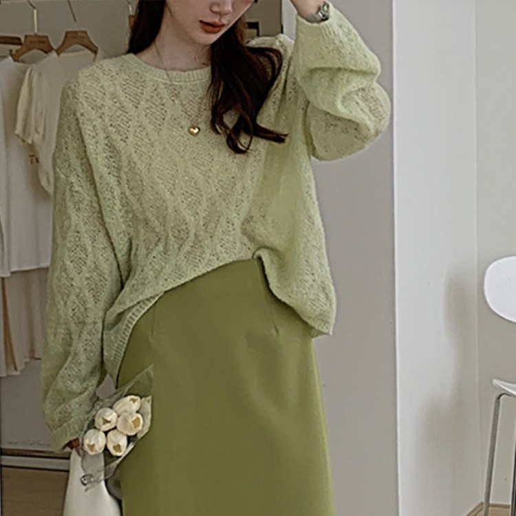 ゆったり シースルー ローゲージ ニットトップス