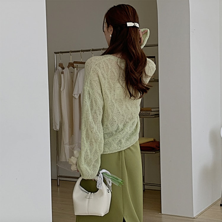 ゆったり シースルー ローゲージ ニットトップス