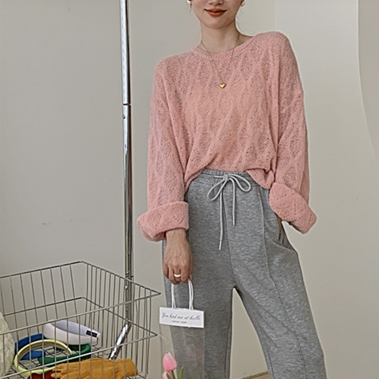 ゆったり シースルー ローゲージ ニットトップス