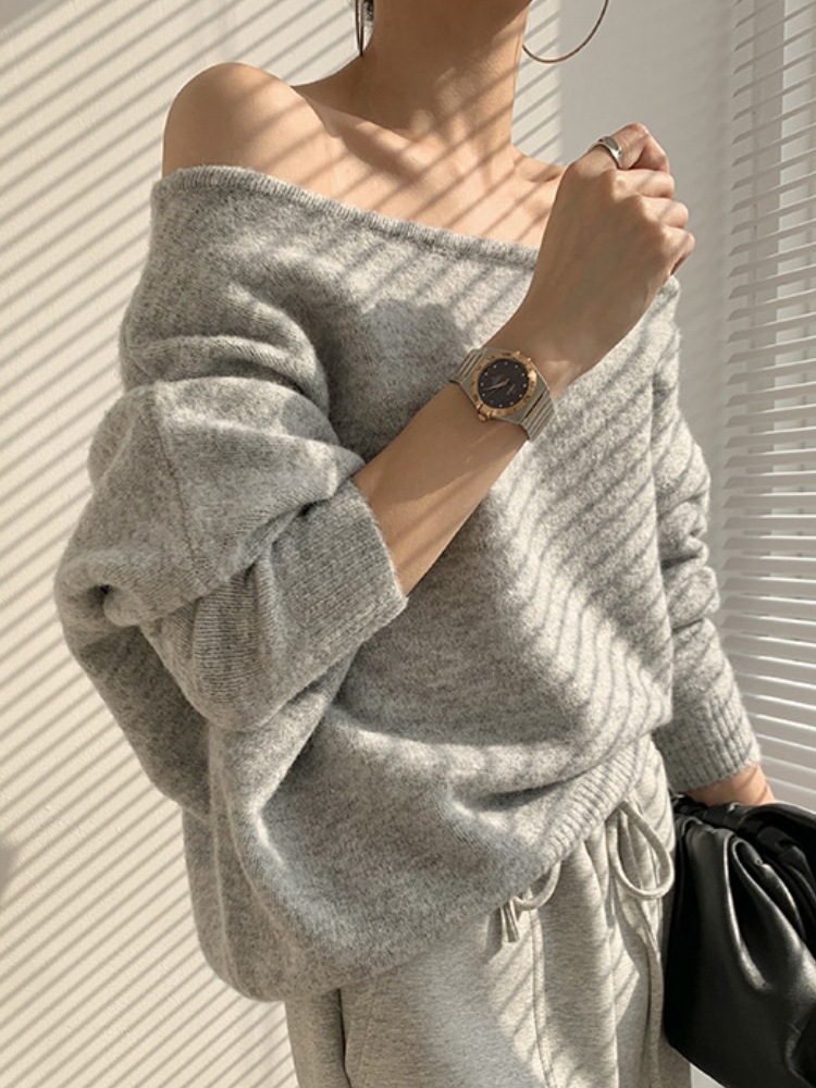 アシンメトリー カット 肩だし ニット セーター