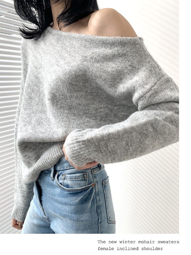 アシンメトリー カット 肩だし ニット セーター